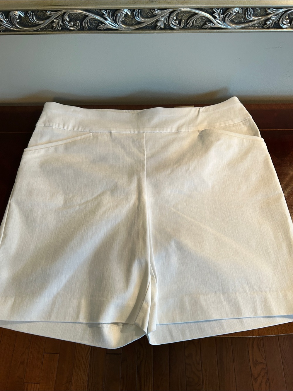 Chico's Cream Tailored High-Rise Bermuda Shorts
